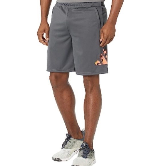 Adidas Men's Camo-Filled Logo Moisture-Wicking Training Shorts - Dgh/coral/blk - Picture 1 of 10